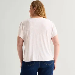 Liz Claiborne Womens Plus Crew Neck Short Sleeve Blouse