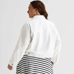 Liz Claiborne Womens Plus Denim Cropped Jacket