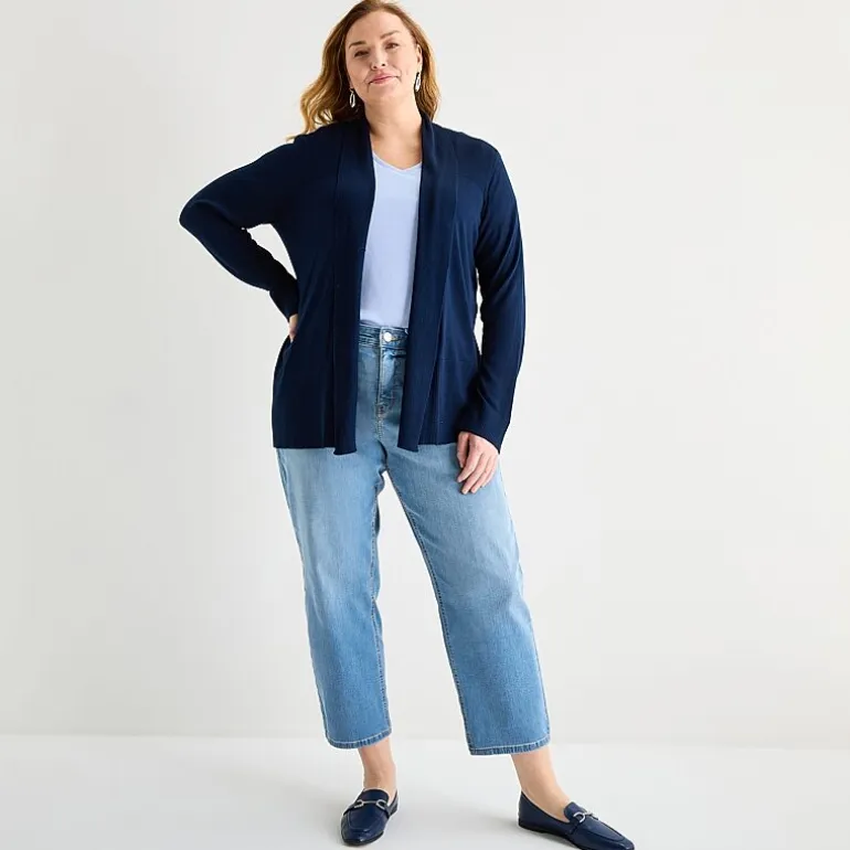 Liz Claiborne Womens - Plus High Rise Cropped Jean