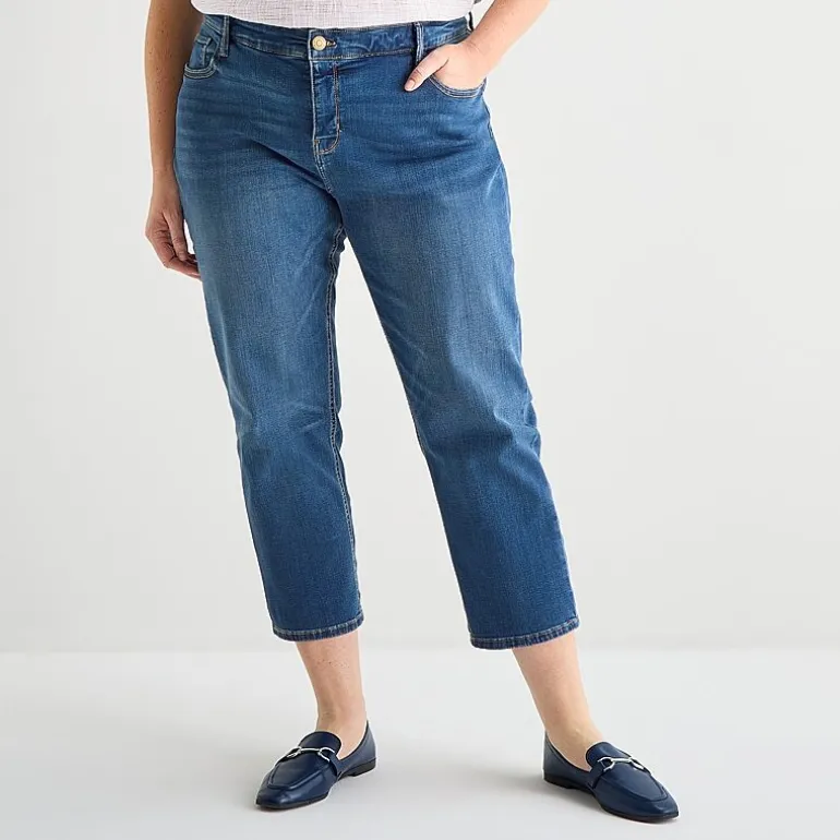Liz Claiborne Womens - Plus High Rise Cropped Jean