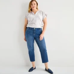 Liz Claiborne Womens - Plus High Rise Cropped Jean