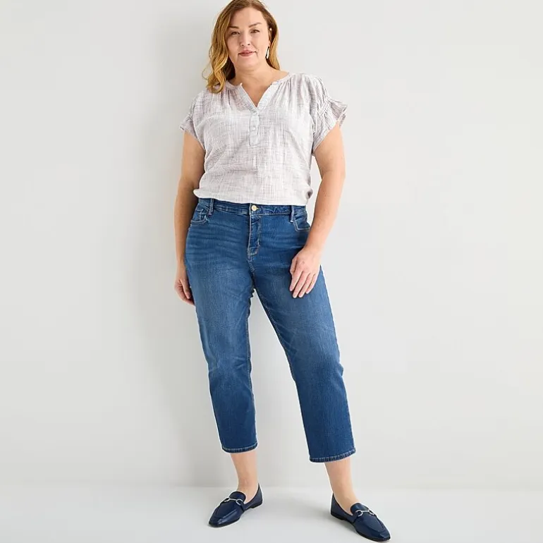 Liz Claiborne Womens - Plus High Rise Cropped Jean