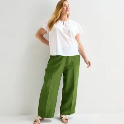 Liz Claiborne Womens Plus Keyhole Neck Short Sleeve Blouse