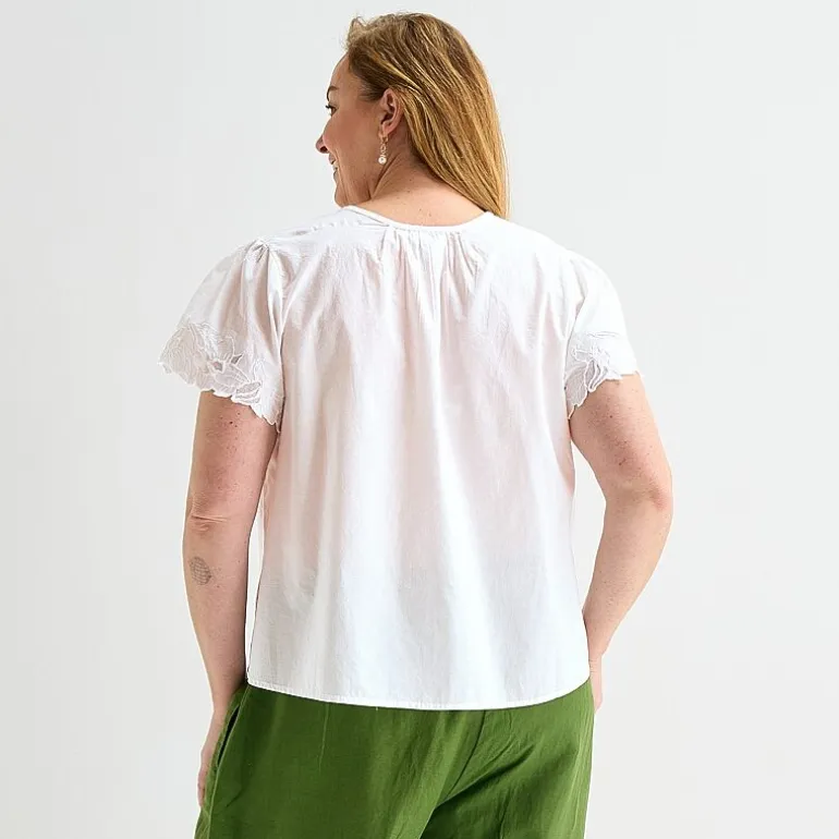 Liz Claiborne Womens Plus Keyhole Neck Short Sleeve Blouse