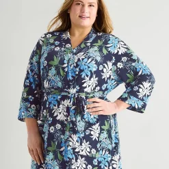 Liz Claiborne Womens Plus Long Sleeve Long Length Robe