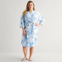 Liz Claiborne Womens Plus Long Sleeve Long Length Robe