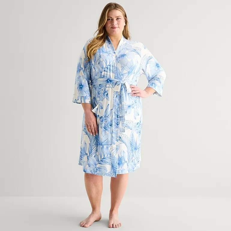 Liz Claiborne Womens Plus Long Sleeve Long Length Robe