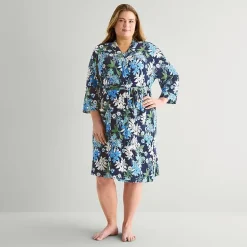 Liz Claiborne Womens Plus Long Sleeve Long Length Robe