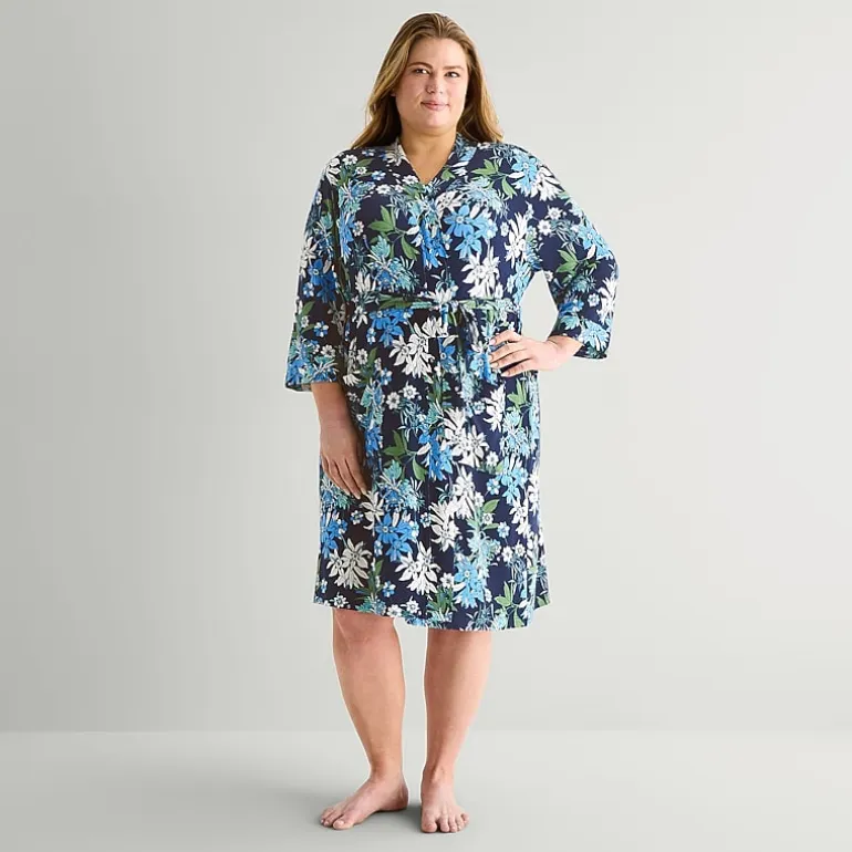 Liz Claiborne Womens Plus Long Sleeve Long Length Robe