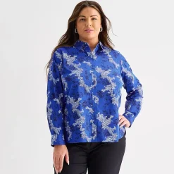 Liz Claiborne Womens Plus Long Sleeve Dress Shirt