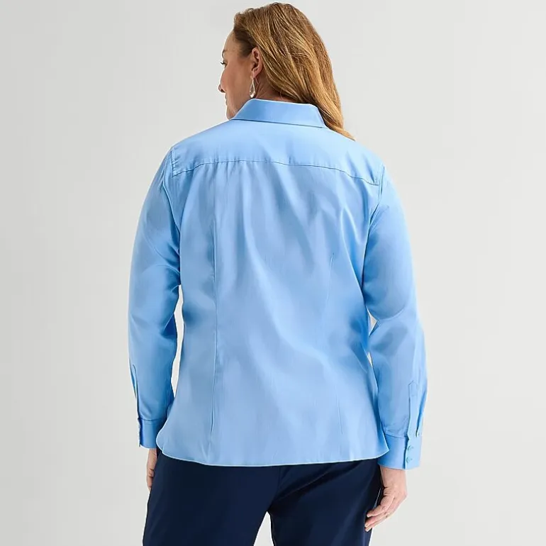 Liz Claiborne Womens Plus Long Sleeve Dress Shirt
