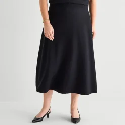 Liz Claiborne Womens Plus Midi Sweater Flared Skirt