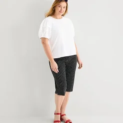 Liz Claiborne Womens Plus Round Neck Short Sleeve Blouse
