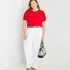 Liz Claiborne Womens Plus Round Neck Short Sleeve Blouse