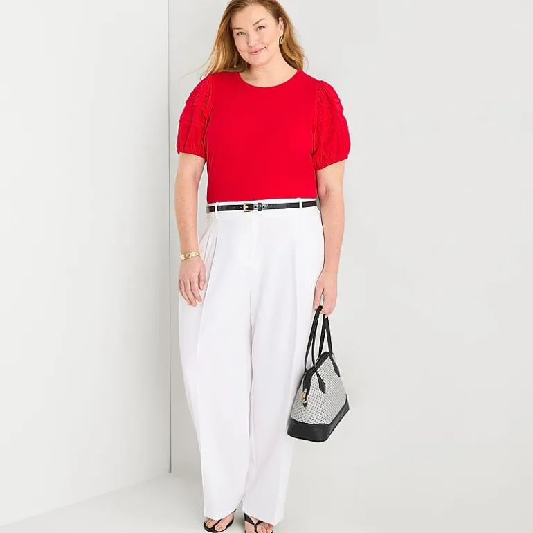Liz Claiborne Womens Plus Round Neck Short Sleeve Blouse