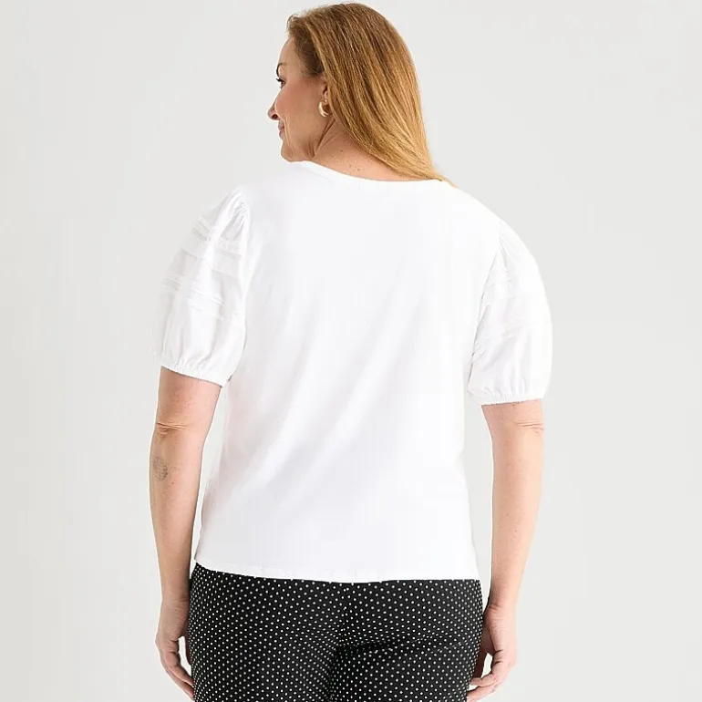 Liz Claiborne Womens Plus Round Neck Short Sleeve Blouse