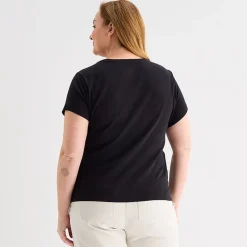 Liz Claiborne Womens Plus V Neck Short Sleeve T-Shirt