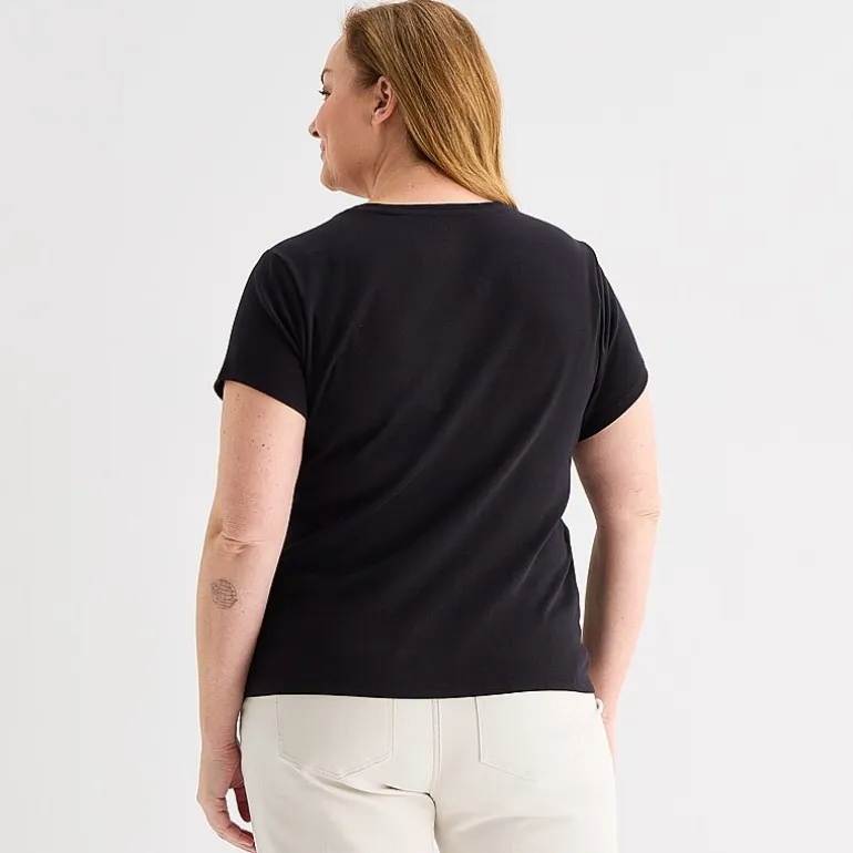 Liz Claiborne Womens Plus V Neck Short Sleeve T-Shirt