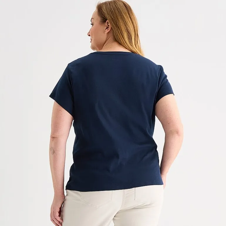 Liz Claiborne Womens Plus V Neck Short Sleeve T-Shirt