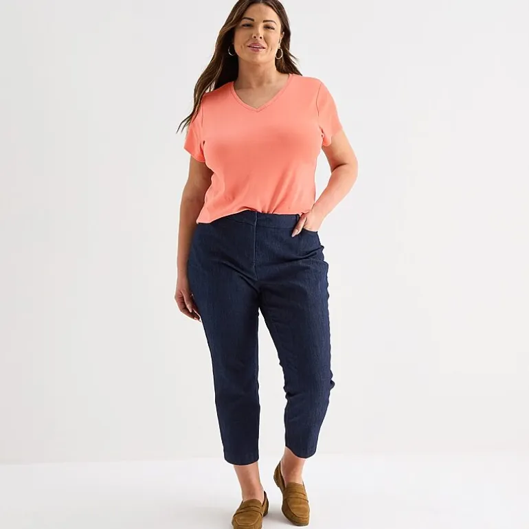 Liz Claiborne Womens Plus V Neck Short Sleeve T-Shirt