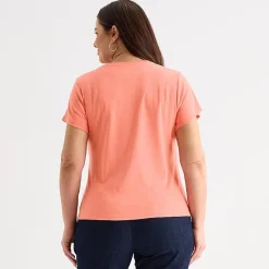 Liz Claiborne Womens Plus V Neck Short Sleeve T-Shirt