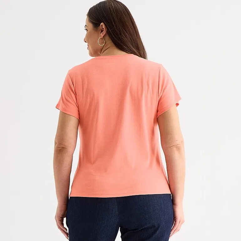 Liz Claiborne Womens Plus V Neck Short Sleeve T-Shirt