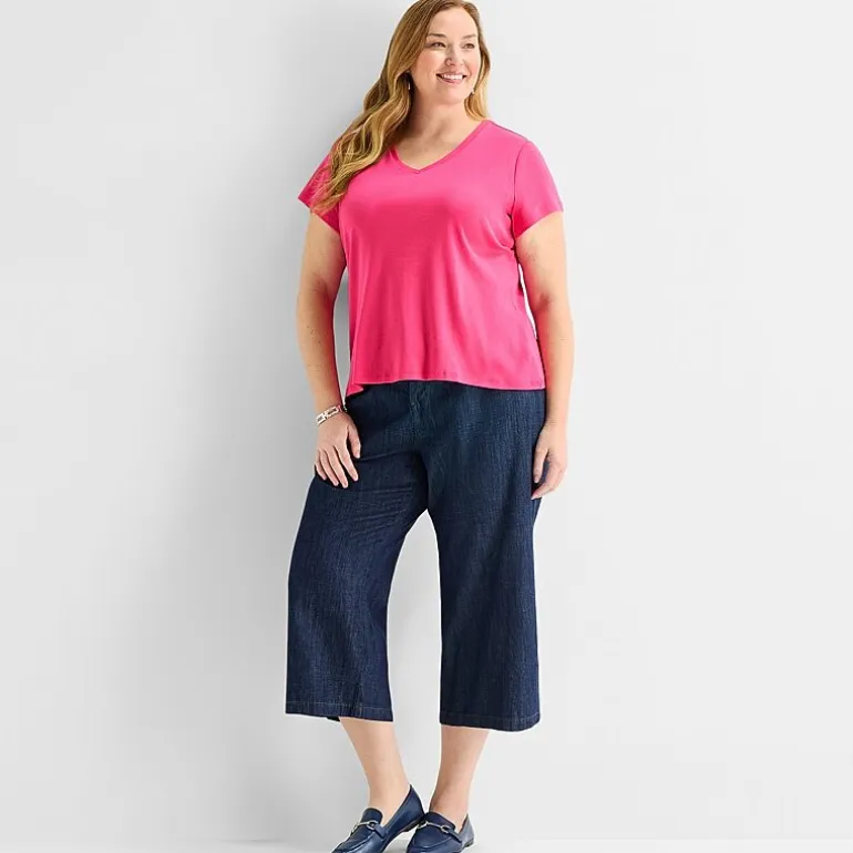 Liz Claiborne Womens Plus V Neck Short Sleeve T-Shirt