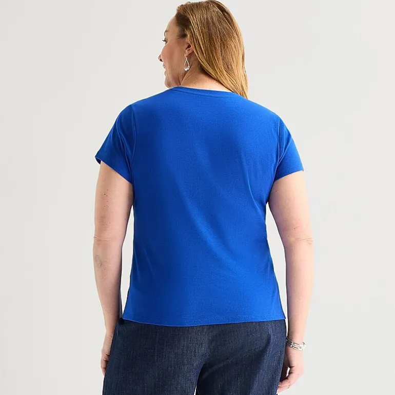 Liz Claiborne Womens Plus V Neck Short Sleeve T-Shirt