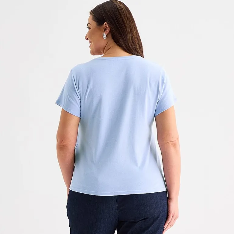 Liz Claiborne Womens Plus V Neck Short Sleeve T-Shirt