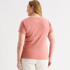 Liz Claiborne Womens Plus V Neck Short Sleeve T-Shirt