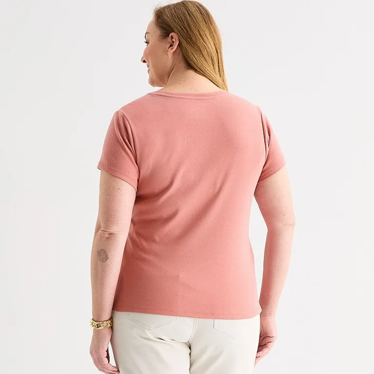 Liz Claiborne Womens Plus V Neck Short Sleeve T-Shirt
