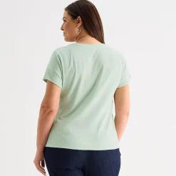 Liz Claiborne Womens Plus V Neck Short Sleeve T-Shirt