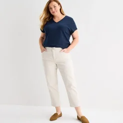 Liz Claiborne Womens Plus V Neck Short Sleeve T-Shirt