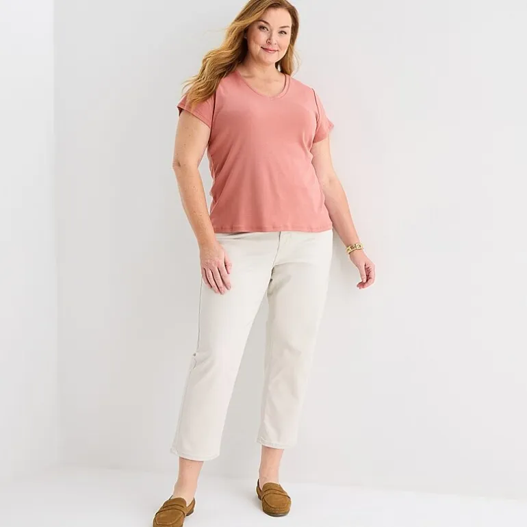 Liz Claiborne Womens Plus V Neck Short Sleeve T-Shirt