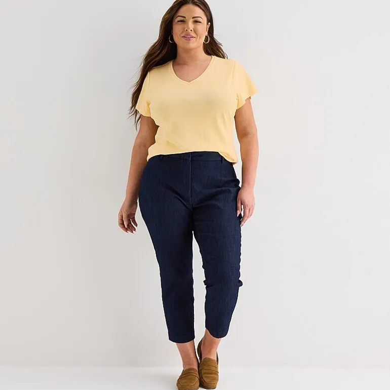 Liz Claiborne Womens Plus V Neck Short Sleeve T-Shirt