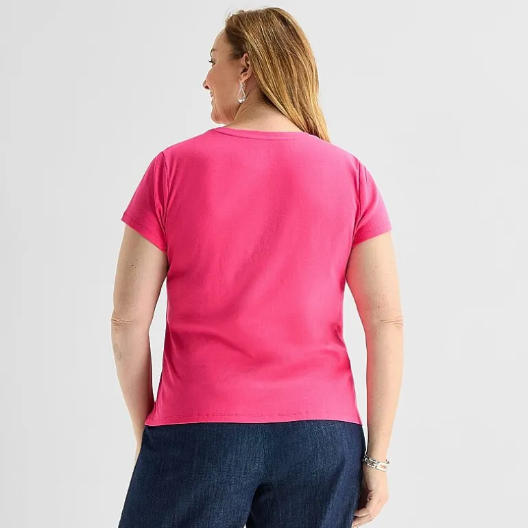 Liz Claiborne Womens Plus V Neck Short Sleeve T-Shirt
