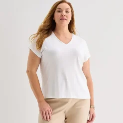 Liz Claiborne Womens Plus V Neck Short Sleeve T-Shirt
