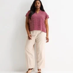 Liz Claiborne Womens Plus V Neck Short Sleeve Blouse