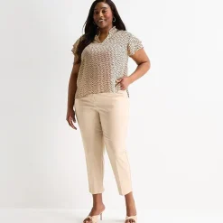 Liz Claiborne Womens Plus V Neck Short Sleeve Blouse