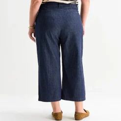 Liz Claiborne Womens Plus Wide Leg Mid Rise Cropped Pant