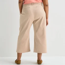 Liz Claiborne Womens Plus Wide Leg Mid Rise Cropped Pant