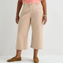 Liz Claiborne Womens Plus Wide Leg Mid Rise Cropped Pant