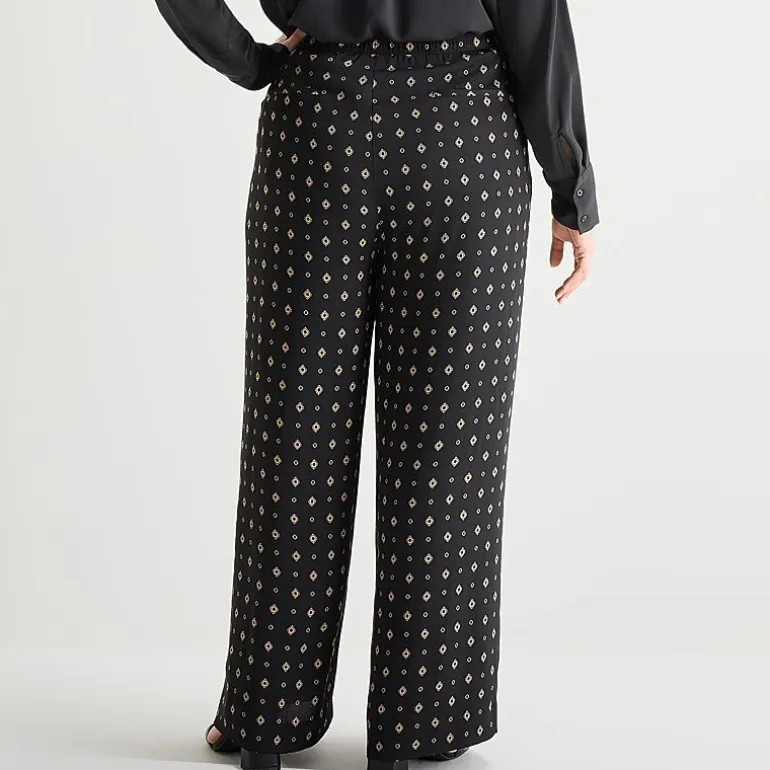 Liz Claiborne Womens Plus Wide Leg Mid Rise Pull-On Pant