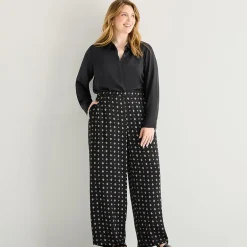 Liz Claiborne Womens Plus Wide Leg Mid Rise Pull-On Pant