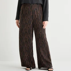 Liz Claiborne Womens Plus Wide Leg Mid Rise Pull-On Pant