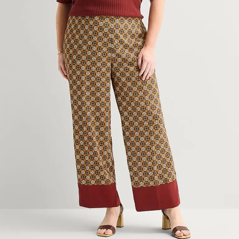 Liz Claiborne Womens Plus Wide Leg Mid Rise Pull-On Pant