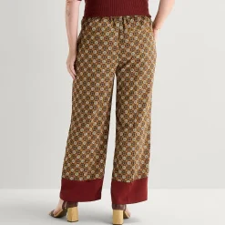 Liz Claiborne Womens Plus Wide Leg Mid Rise Pull-On Pant