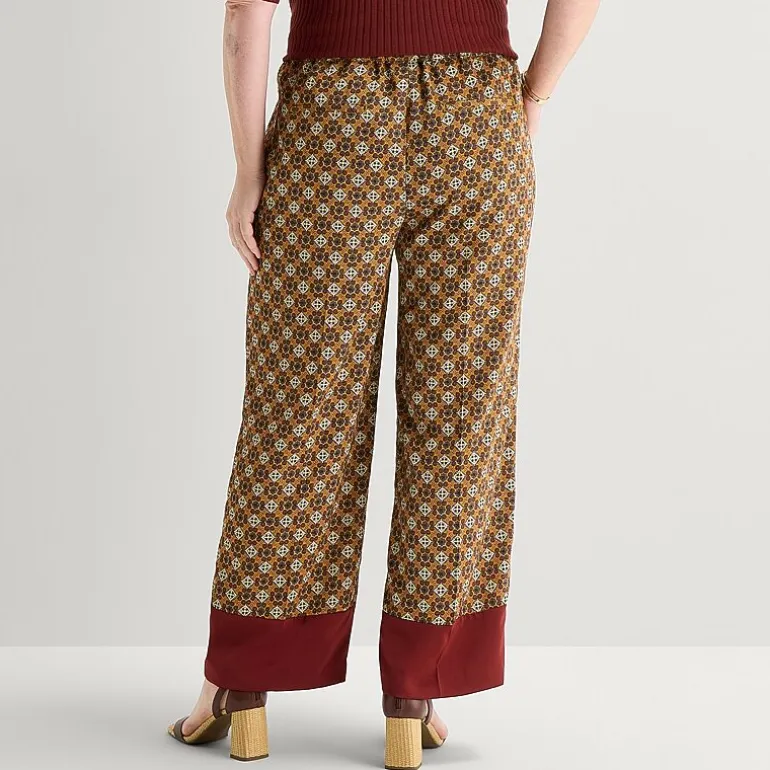 Liz Claiborne Womens Plus Wide Leg Mid Rise Pull-On Pant
