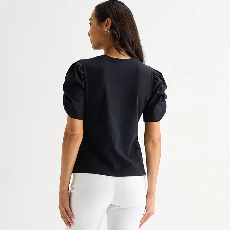 Liz Claiborne Womens Round Neck Short Sleeve Blouse
