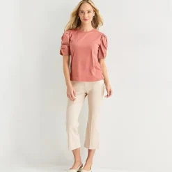 Liz Claiborne Womens Round Neck Short Sleeve Blouse